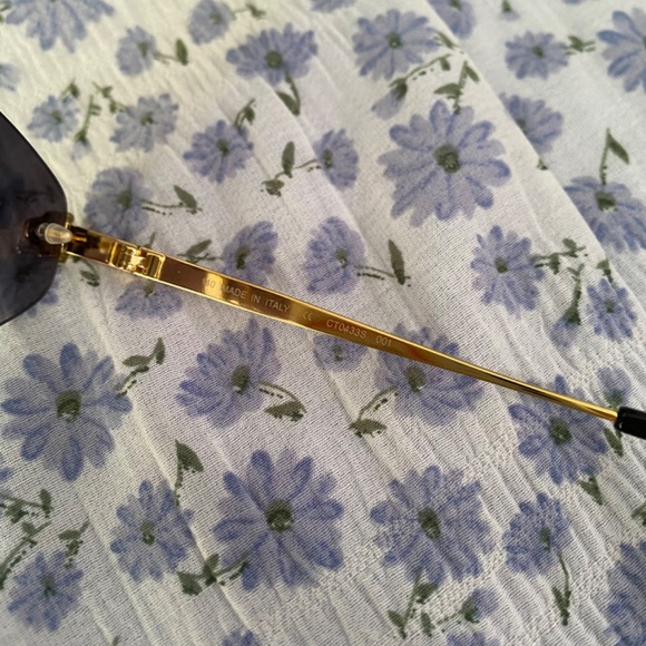 Cartier Gold Tone/Black Panther Rimless Sunglass - Picture 7 of 13